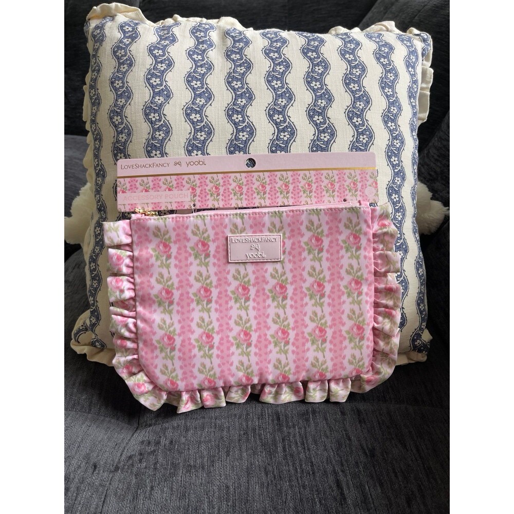 LoveShackFancy Target Yoobi Blooming Heirloom Flat Zip Pencil Case with Ruffles